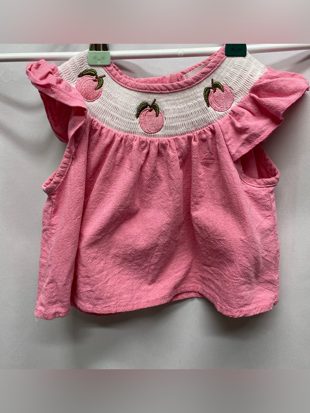 Marie Nicole girls size 3 xs smocked peach shirt pink short sleeve summer